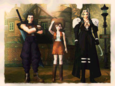 Zack, Tifa, and Sephiroth in Nibelheim